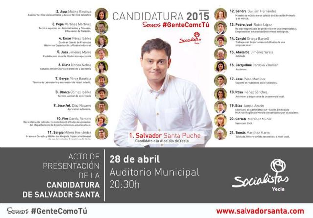 Acto de presentación de la candidatura electoral de Salvador Santa en el Auditorio Municipal de Yecla
